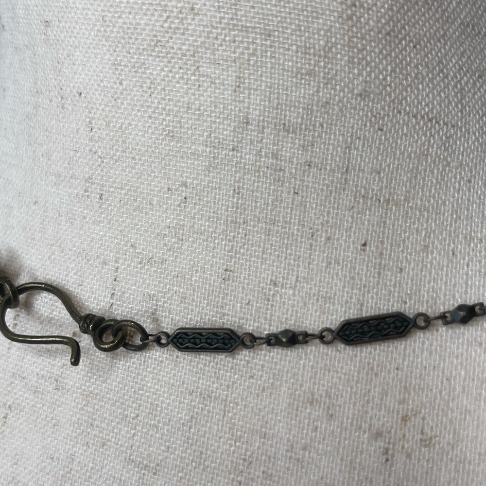 Antique Brass Necklace with Black Stone. design by Grace. - Picture 4 of 5